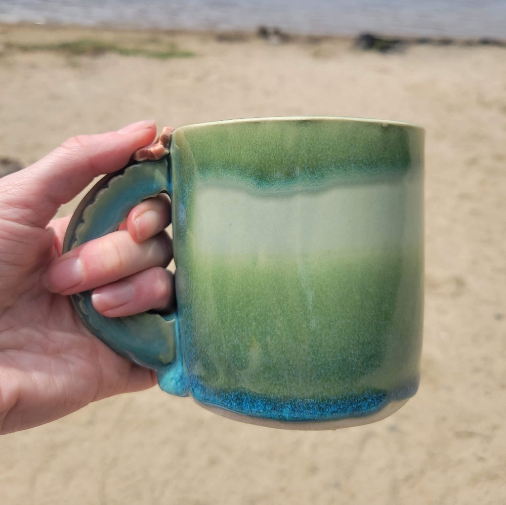 Artisan Green and Blue Ceramic Mug